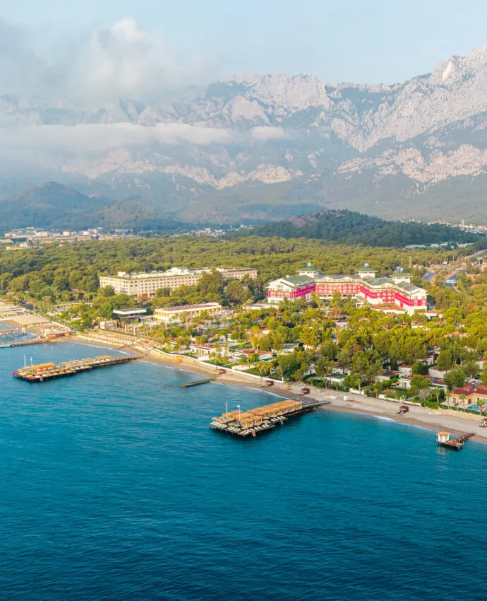 Beach and resort seen from the sea